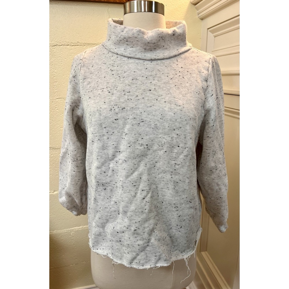 Madewell MWL Gray Crop Long Sleeve Sweatshirt Organic Cotton Sweater Sz Small - Picture 3 of 8